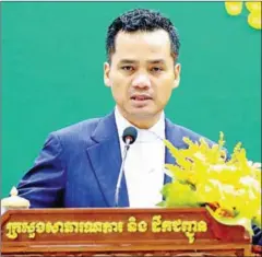  ?? MOI ?? Interior minster Sar Sokha presides over the NRSC annual meeting.