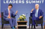  ?? ANDREW HARNIK / ASSOCIATED PRESS ?? President Joe Biden meets with Canadian Prime Minister Justin Trudeau in Mexico City on Tuesday.