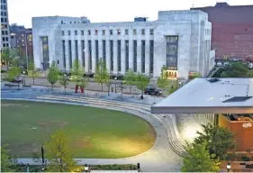  ?? STAFF PHOTO BY ROBIN RUDD ?? The Joel W. Solomon Federal Building and Courthouse and Miller Park are seen before sunrise in 2024. Eric Lee Bagley, 44, was sentenced Thursday to 20 years in prison.