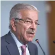  ?? — AFP ?? Khawaja Asif disqualifi­ed for violating the country’s election laws.