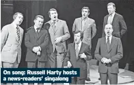  ?? ?? On song: Russell Harty hosts a news-readers’ singalong