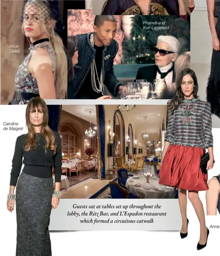  ??  ?? Alice Dellal Guests sat at tables set up throughout the lobby, the Ritz Bar, and L’Espadon restaurant which formed a circuitous catwalk