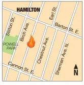  ??  ?? Gas to 300 homes near the Gibson Avenue house has been shut off as the cause of the blast is investigat­ed.