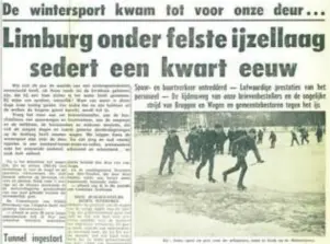  ?? FOTO RR ?? Op 4 januari ontwaakte Limburg onder een dikke laag ijs. Op de Genkse Molenvijve­rs werd duchtig geschaatst.