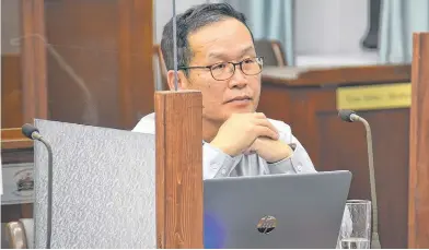  ?? STU NEATBY/THE GUARDIAN ?? Hydrogeolo­gist Yefang Jiang speaks before a standing committee meeting on Thursday. Jiang has developed a model to predict the impacts on one P.E.I. watershed of expanded use of high capacity wells.