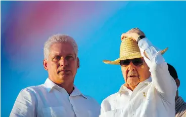  ??  ?? Miguel Diaz-Canel, left, seen here with Raul Castro, will become Cuba’s president later this week. He is expected to continue the reforms started by Castro.