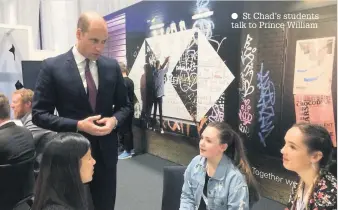  ??  ?? St Chad’s students talk to Prince William