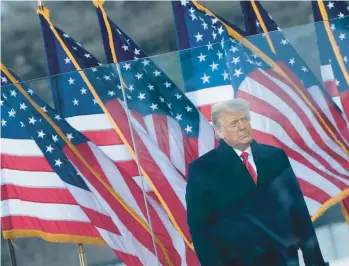  ?? BRENDAN SMIALOWSKI/GETTY-AFP ?? President Donald Trump speaks to supporters Jan. 6, 2021, outside the White House.