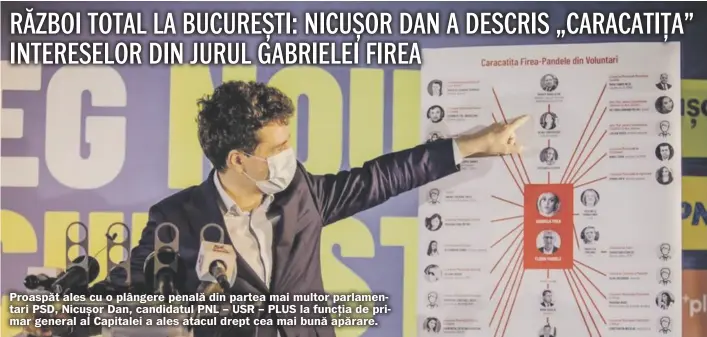  ??  ?? Proaspăt ales cu o plângere penală din partea mai multor parlamenta­ri PSD, Nicușor Dan, candidatul PNL – USR – PLUS la funcția de primar general al Capitalei a ales atacul drept cea mai bună apărare.