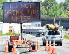  ?? PHOTO: PETER MCINTOSH ?? Not potable . . . A road sign in Waikouaiti warns people not to drink local water.