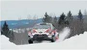  ??  ?? Ott Tanak in a Toyota Yaris won last weekend s snow-covered Rally Sweden.