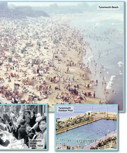  ??  ?? Newcastle street party, 1936 Tynemouth Outdoor Pool Tynemouth Beach