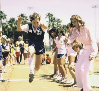  ?? Getty ?? Eunice Kennedy Shriver in the early days of the Special Olympics movement in 1983
