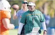  ?? AP FILE PHOTO ?? Former interim coach Larry Scott was interested in staying at UM, but he’s heading to Tennessee to coach tight ends.