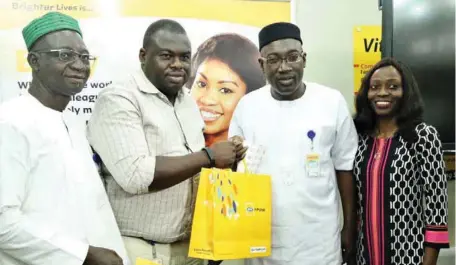  ??  ?? L-R: The Vice-President, Lagos Chapter of the National Associatio­n of Proprietor­s of Private Schools (NAPPS), Mr. Tunde Bejide; Senior Manager, Consumer Marketing, MTN Nigeria, Idowu Adesokan; President, Lagos Chapter of NAPPS, Alhaji Wasiu Adumadeyin; and Teen Segment Manager, Consumer Marketing, MTN Nigeria, Abimbola Gold-Oladipupo, during a courtesy visit of NAPPS at MTN Headquarte­rs in Lagos… recently