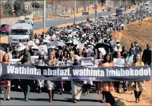  ?? PICTURE: BOXER NGWENYA ?? DEFIANCE: Thousands of people, mainly from the Universal Church of God, participat­ed in a march organised by the wives of the church’s pastors whose organisati­on is called Women in Action. The silent march on August 10 commemorat­ed the 1956 women’s...