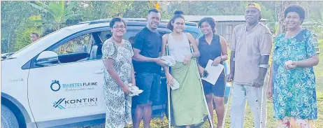  ?? Picture: SUPPLIED ?? Young Diabetes Fiji West president Maraia Tabua, left, and Team Diabetes Fiji acting project manager Marawa Kini, deliver supplies to persons with diabetes using the vehicle given by Kontiki Finance.