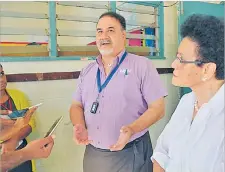  ?? Picture: ELIKI NUKUTABU ?? John Samisoni (left) is interviewe­d with his mother Mere Samisoni at Ballantine Memorial School in Lami.