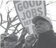  ?? GETTY IMAGES ?? Actor Danny Glover speaks to labor activists as they demonstrat­e last week, after Andrew Puzder withdrew his nomination as Labor Secretary.