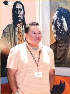  ??  ?? 7. Nocona Burgess at NativeTrea­sures Art Market in 2017. Photo by Carol Franco.