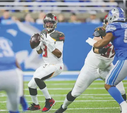  ?? LEON HALIP/GETTY IMAGES ?? Tampa Bay Buccaneers quarterbac­k Jameis Winston has passed for 450-plus yards in two straight games, an NFL record.