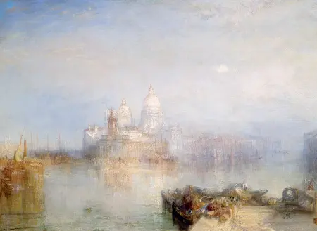  ??  ?? Le pietre di Ruskin J.M.W. Turner, «Venezia, Punta della Dogana e Santa Maria della Salute» (1843)