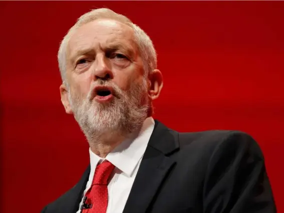  ?? (Reuters) ?? The Labour Party leader delivers his keynote speech at the party’s conference in Liverpool yesterday