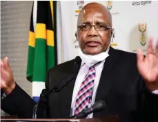  ??  ?? HOME Affairs Minister Aaron Motsoaledi said that travellers will not be allowed to cross the country’s borders without valid testing to detect Covid-19,