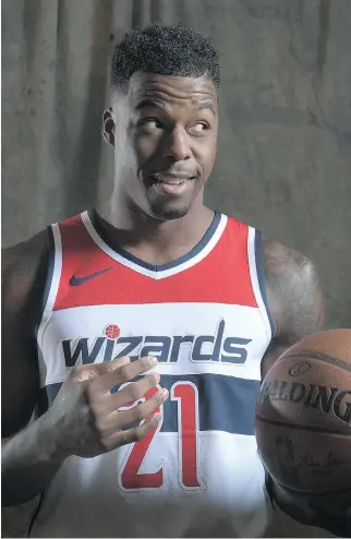  ?? KATHERINE FREY/WASHINGTON POST ?? Two years after breaking one of his kneecaps in half during a minor-league game, 27-year-old Carrick Felix is getting a second chance in the NBA with the Washington Wizards.