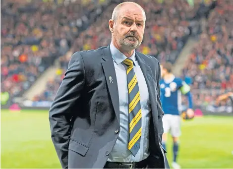 ?? Picture: SNS. ?? Steve Clarke at Hampden as he watches his side lose to the world’s No 1 side Belgium.