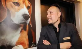  ??  ?? For Jerry Grymek, the Hotel Pennsylvan­ia’s designated doggie concierge, no request is too eccentric. Photograph: Lauren Caulk/The Guardian