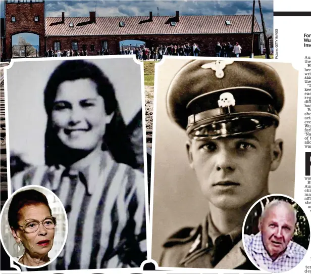  ?? ?? Forbidden love: Helena and Wunsch, then and in later life. Inset, Auschwitz-Birkenau