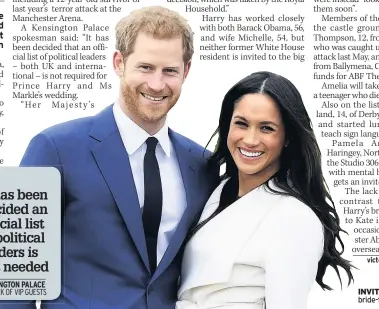  ??  ?? INVITATION­S Harry and bride-to-be Meghan Markle