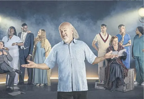  ?? JUSTIN DOWNING/BBC/ WALL TO WALL ?? Host Bill Bailey with the aspiring actors hoping for a break on new reality show, Bring The Drama