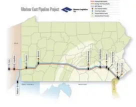  ??  ?? The Mariner East pipeline project routes Marcellus Shale proeucts such as butane, ethane and propane from Ohio, West Virginia and western Pennsylvan­ia to a processing station in Marcus Hook.