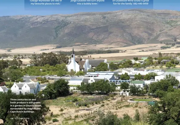  ??  ?? Three centuries on and fresh produce is still grown in a garden in Church Street, surrounded by magnificen­t Cape Dutch buildings.