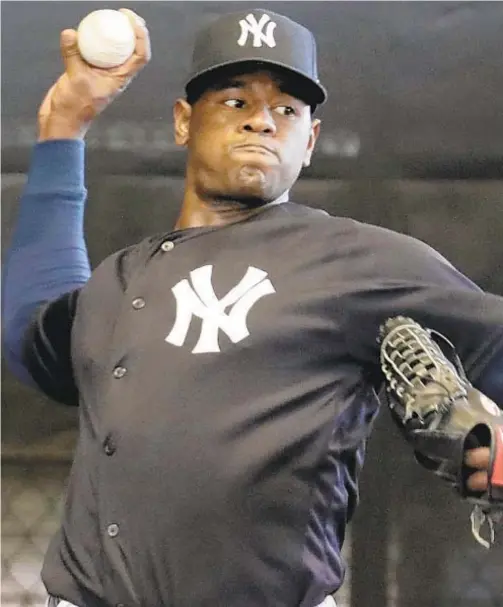  ??  ?? PHOTO BY AP Luis Severino avoids arbitratio­n and agrees to team-friendly contract with the Yankees on Friday.