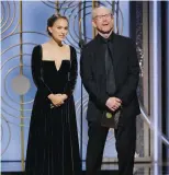  ?? (Paul Drinkwater/NBC/Reuters) ?? NATALIE PORTMAN and filmmaker Ron Howard appear at the Golden Globe Awards in Beverly Hills last week.