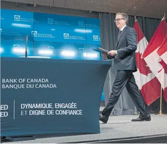  ?? ADRIAN WYLD THE CANADIAN PRESS FILE PHOTO ?? Bank of Canada governor Tiff Macklem will host a news conference in January at which time he may announce an interest rate hike designed to help curb inflation, which reached 4.7 per cent in October.