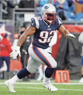  ??  ?? WINSLOW TOWNSON/USA TODAY SPORTS James Harrison’s ability to provide major heat is precisely why head coach Bill Belichick signed him right after Christmas.