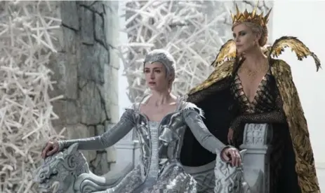  ?? UNIVERSAL PICTURES ?? Emily Blunt and Charlize Theron star in The Huntsman: Winter’s War as two villains who might as well be called the Dairy Queens.