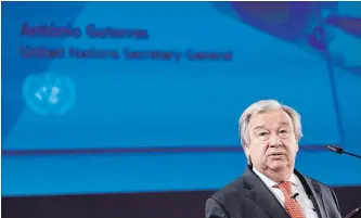  ?? CYRIL ZINGARO THE ASSOCIATED PRESS FILE PHOTO ?? United Nations Secretary General Antonio Guterres says the UN is in intense negotiatio­ns to avoid a military confrontat­ion in Hodeida.