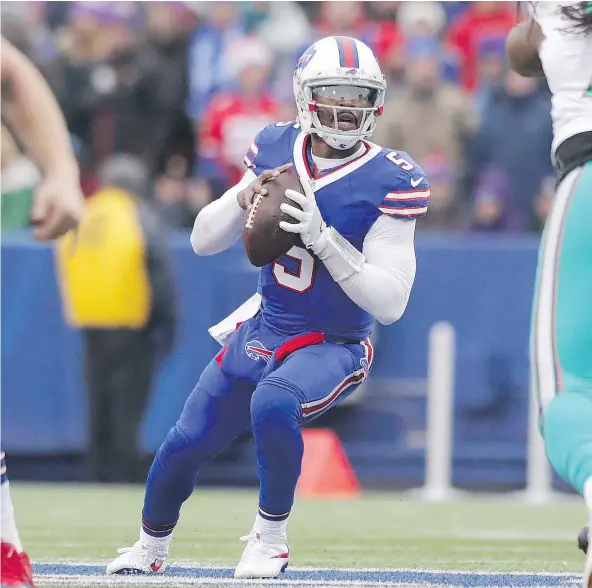  ?? — GETTY IMAGES FILES ?? The Bills plan to sit quarterbac­k Tyrod Taylor on Sunday against the Jets, heightenin­g speculatio­n they won’t bring him back. Taylor would be guaranteed his US$30-million salary for next season if he were injured and couldn’t pass an off-season physical.