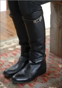  ??  ?? Bertelsen’s vintage Hermès riding boots from the Christie Antique Show.