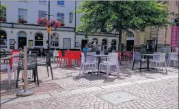  ??  ?? Outdoor seating in Market Place last summer