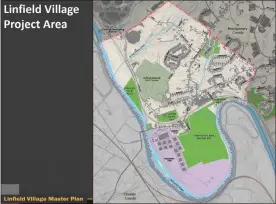  ?? IMAGE FROM SCREENSHOT ?? The former Kinsey distillery along the Schuylkill, and the state game lands adjacent to the 125-acre site, are all part of the Linfield Village Master plan.