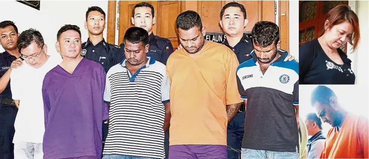  ?? — Bernama ?? Freed: A filephoto of the seven people who were charged with the murder of the property agent. All have been acquitted by the court without their defence being called.