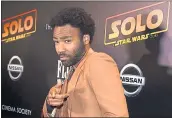  ?? JAMIE MCCARTHY — GETTY IMAGES ?? Actor Donald Glover attends the New York premiere of “Solo: A Star Wars Story.”