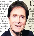  ??  ?? STREAMING FEAR Sir Cliff Richard