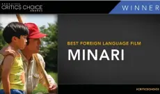  ??  ?? An image from the Twitter account of the Critics Choice Associatio­n announces ‘Minari’ as the winner of best foreign language film at the 26th annual Critics Choice Awards on Sunday.